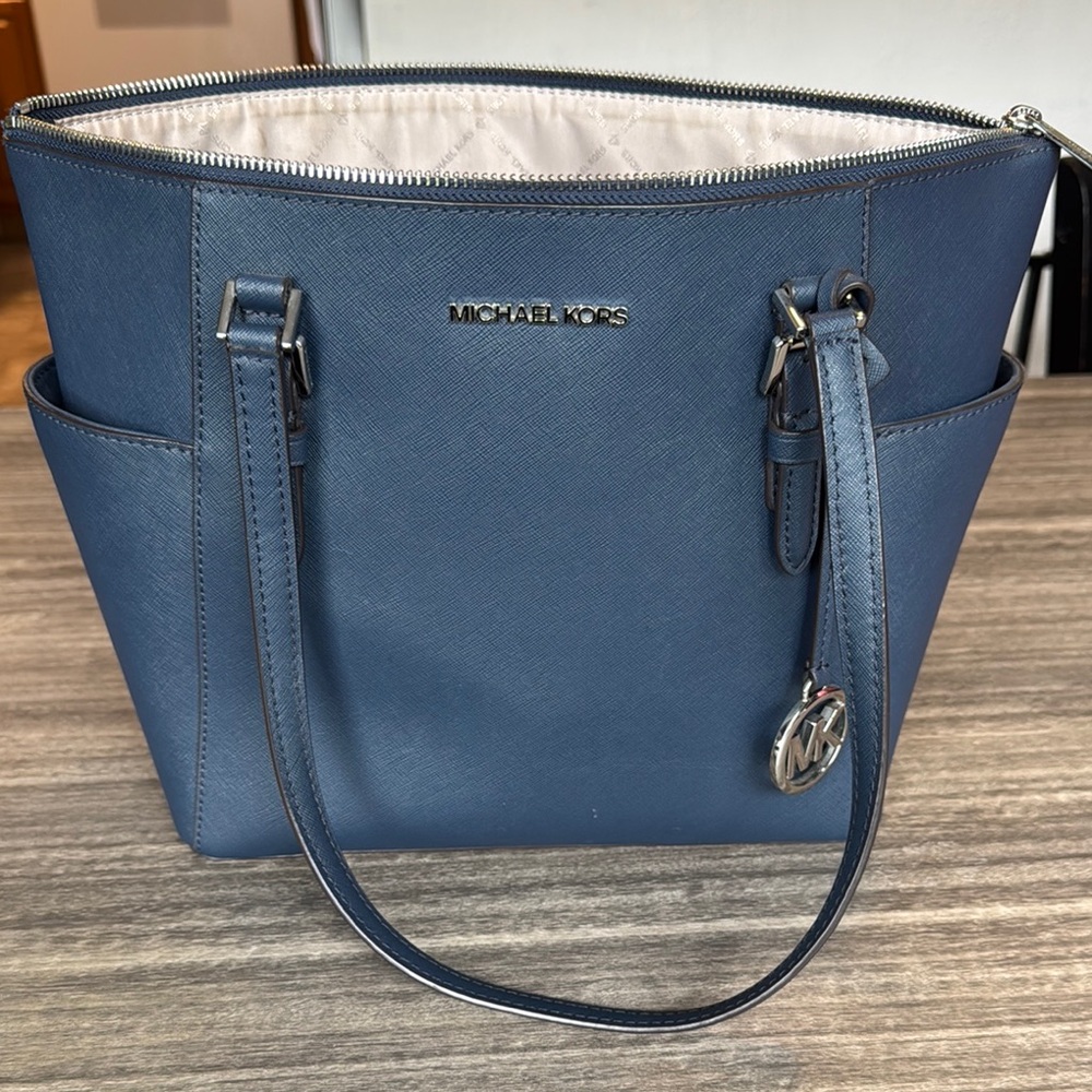 Michael Kors Blue Saffiano Leather Tote
